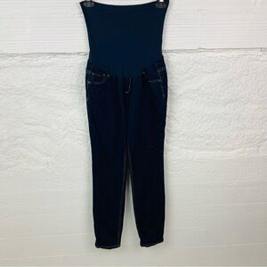 INDIGO BLUE dark denim stretch straight over the belly maternity jeans SZ medium